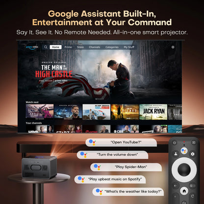 XIWBSY 64GB Google TV Projector 4000ANSI Offline Cinema Beamer 4K HD Video Projector Android 14.0 Sealed Optical Projector