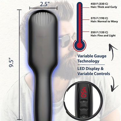 Ceramic Ionic Hair Straightener Brush Salon Fast Heating Hair Straightening Brush Anti-Scald Hair Beard Straightener Comb