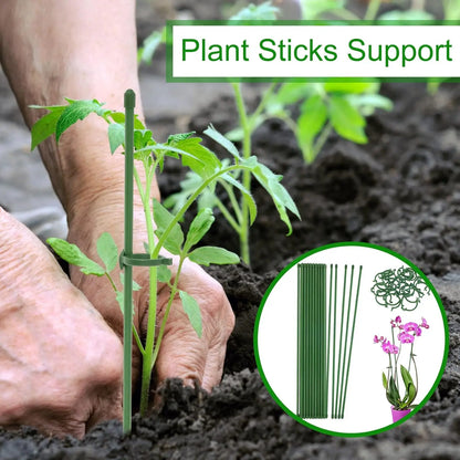 Adjustable Plant Support Rod Garden Stakes Shrub Flower Stick Tomatoes Vine Orchid Stand Potted Plants Holder Pole with Clip