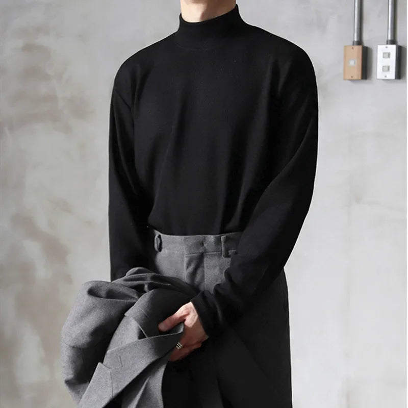 Men's Thermal Turtleneck Long Sleeve Shirt Fleece Lined Warm Loose Fit Casual Pullover Soft Basic Top Autumn Winter.