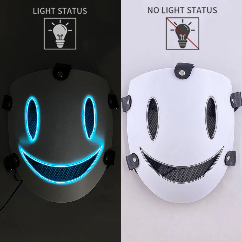 Anime High Rise Invasion Sniper LED Light up Mask Japanese Killer Japanese White Masks Carnival  Halloween Party Costume Props