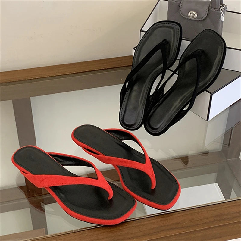 Eilyken Fashion Shallow Square Clip Toe Slippers Women Low Heels Sandals 2026 Summer Party Flip Flops Female Shoes