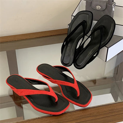 Eilyken Fashion Shallow Square Clip Toe Slippers Women Low Heels Sandals 2026 Summer Party Flip Flops Female Shoes