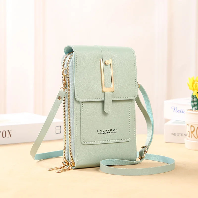 Women’s Mini Crossbody Handbag Purse, Touch Screen Phone BagS, Multi Card Zipper PU Leather Shoulder Bags for Daily Shopp Dating