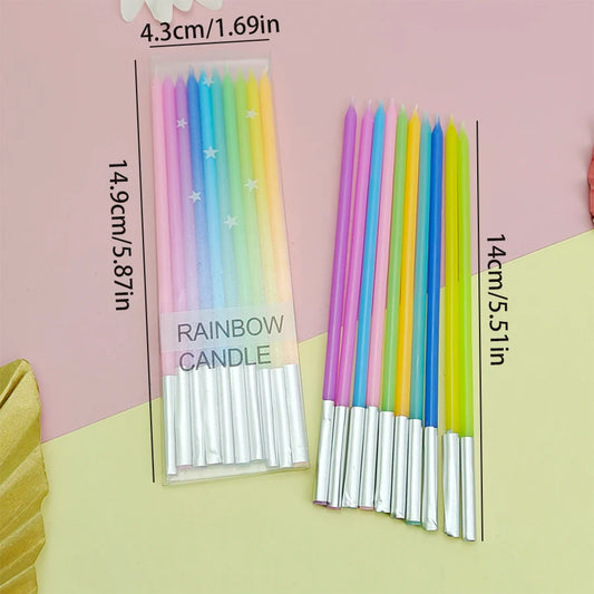 10pcs Colored Pencil Threaded Candles Happy Birthday Children's Party Creative Threaded Rainbow Cake Decorated Candles