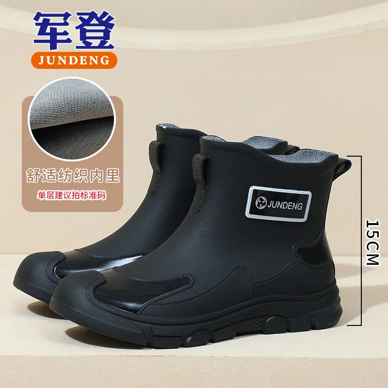 Women's Rain Boots Fashionable Summer Short Tube Rain Boots Adult Wear Gardening Work Water Shoes Rainy Season Commuting Shoes