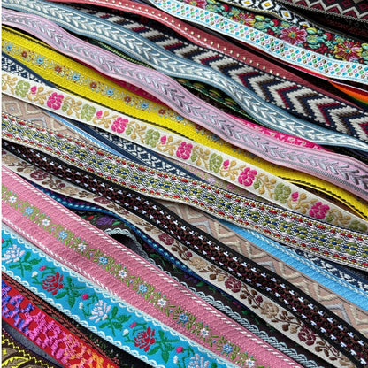 5 Yards 1~3CM Geometric Flower Designs Are Selling Well Embroidered Jacquard Ribbon Decorative Clothing Dog Chain Curtains