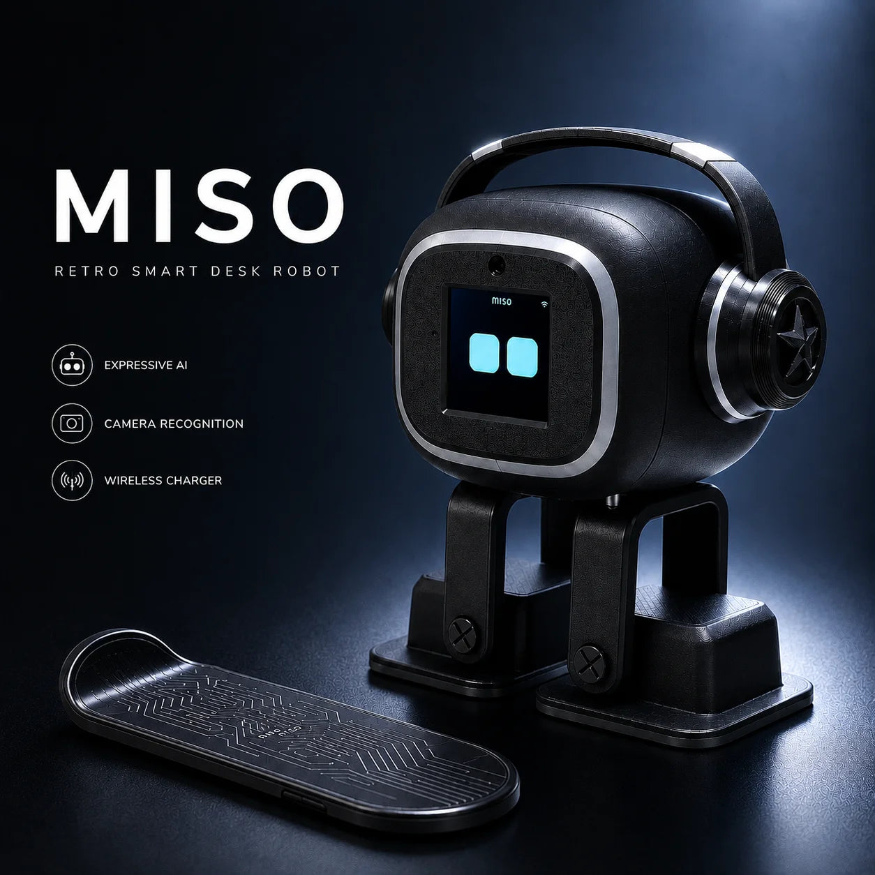Miso Interactive AI Desktop Robot | EMO Smart Chat, Multilingual Companion, Dancing Mini Robot Charging Skateboard Fun Gift Toy