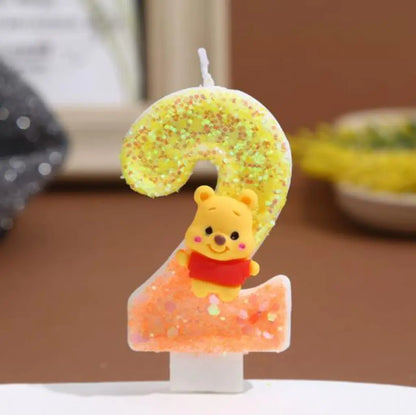 Anime 0-9 Number Candle Cute Winnie the Pooh Candle Cartoon Character Children Party Cake Plug-in Birthday Cake Decoration Gifts