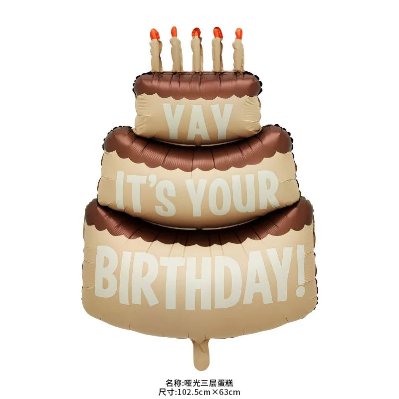 Happy Birthday Cake Theme Balloons Birthday Party Matte ice cream candy Baby Shower Decors Foil Balloon