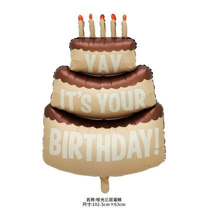 Happy Birthday Cake Theme Balloons Birthday Party Matte ice cream candy Baby Shower Decors Foil Balloon