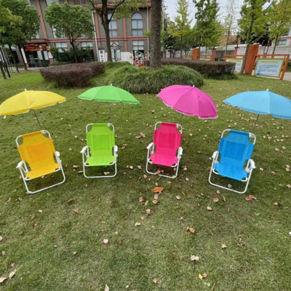 Kids Foldable Beach Chair With Detachable Sun Umbrella Protection For Beach Camping Picnic Backyard Outdoor Furniture