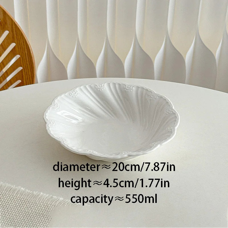 New French Minimalist Style High Temperature Fired Ceramics Plates Dinner Sets Stem-Dish Rice Fruit Bowl Salad Plate Tableware