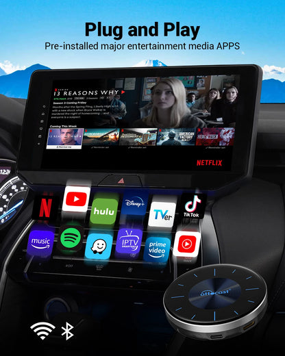 OTTOCAST P3 OttoAibox CarPlay AI Box Wireless Android Auto Smart TV Box Car Accessories for Benz Audi Kia Hyundai VW Toyota