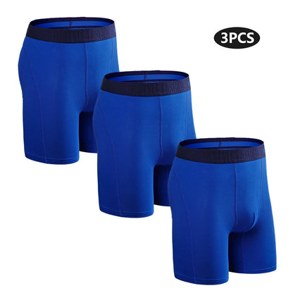 3pcs Long Boxers For Man Underware Lots Mens Underpants Cotton Men's Panties Family Boxershorts Boxer Sexy Male Shorts Calecon