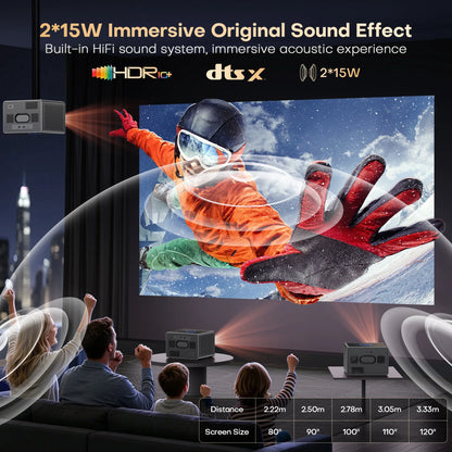 XIWBSY 64GB Google TV Projector 4000ANSI Offline Cinema Beamer 4K HD Video Projector Android 14.0 Sealed Optical Projector