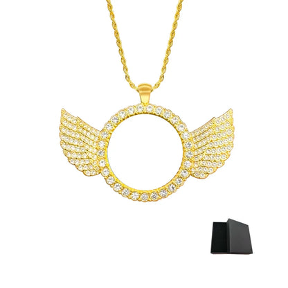 Personalised Heart-Shaped Wings Necklace, Custom Photo Necklace, DIY Gift, Commemorative Present