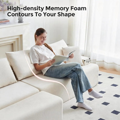 90.6" Sectional Boneless Couches, Modern L-Shape Cloud Couch with Chaise, Memory Foam Modular Sectional Sofas for, Customized
