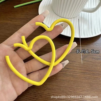 Simple Big Round Star Heart Hoop Earrings For Women Geometric Plastic Exaggerated Earring Hyperbole Trendy Ring Earrings Jewelry