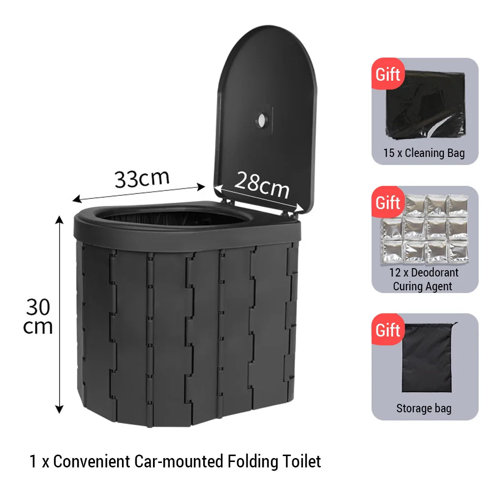 Portable Toilet for Camping Convenient Car-mounted Folding Toilet for Travel Adult Kids and Elderly Potty Odor-proof Non-slip