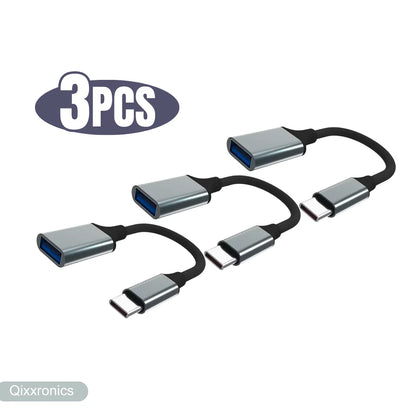 USB to USB-C Adapter with Charging and Data Transfer, Compatible with Apple, Samsung, Chromebook Devices (3 Pack)