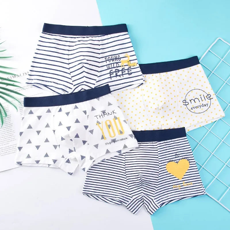 Children's Underwear For Kids Cartoon Shorts Cotton Underpants Boys Panties Car Penguin Pattern 4Pcs Lot