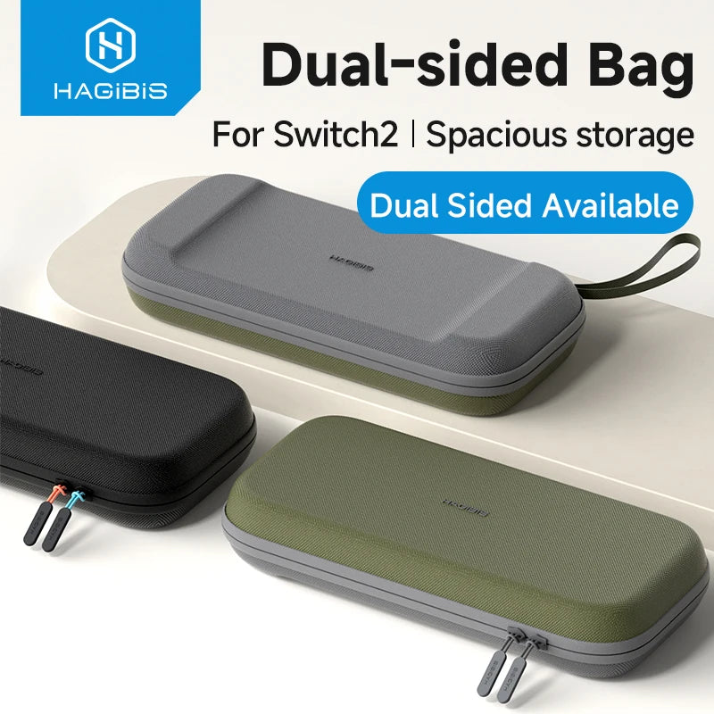 Hagibis Carrying Case for Switch 2 Hard Shell Portable Travel Pouch Dual-sided Bag for NS2 Accessories with 10 Game Cartridges