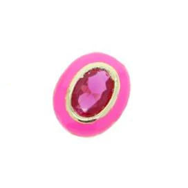 Neon Enamel Pink Heart Rectangle Charm Necklace Bling Colorful CZ Geometric CZ Beaded Tennis Cuban Chain Fashion Women Jewelry