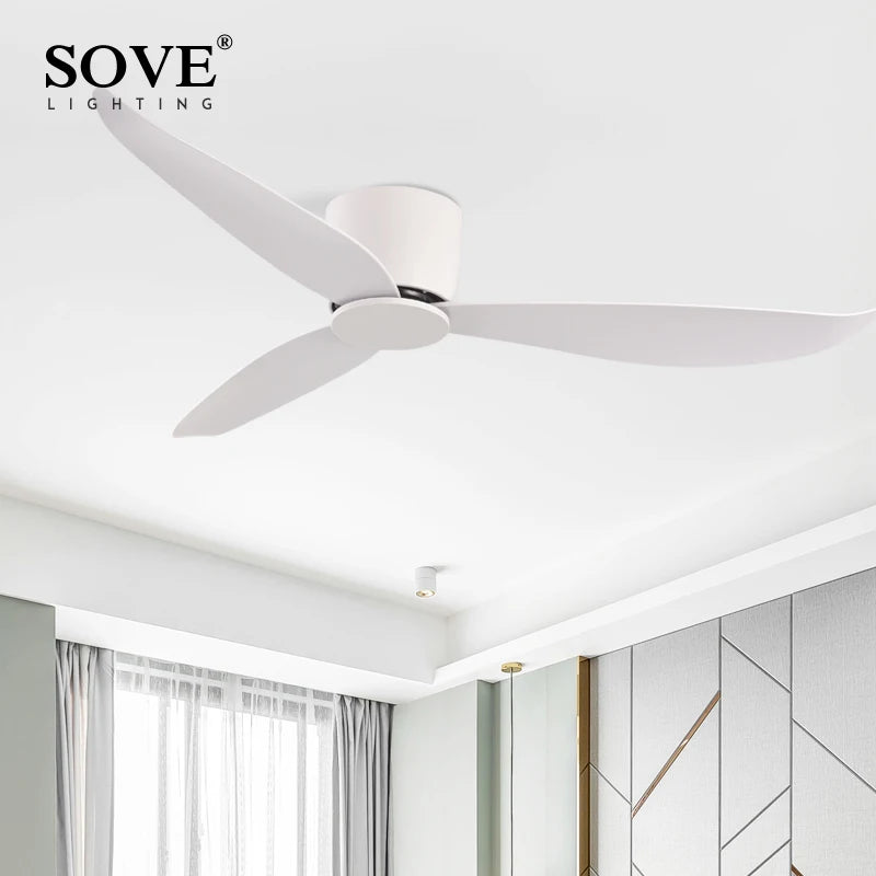 SOVE Low Floor Modern BLDC Ceiling Fan with Remote Control Household Use Ventilation Fan Motor Electric Fan Decorative Fans