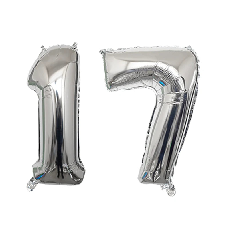 2Pcs 32 Inch Gold Silver Black Blue Red Helium Foil Number Balloon 16 17 18 19 20 21 Happy Birthday Party Decoration Supplies