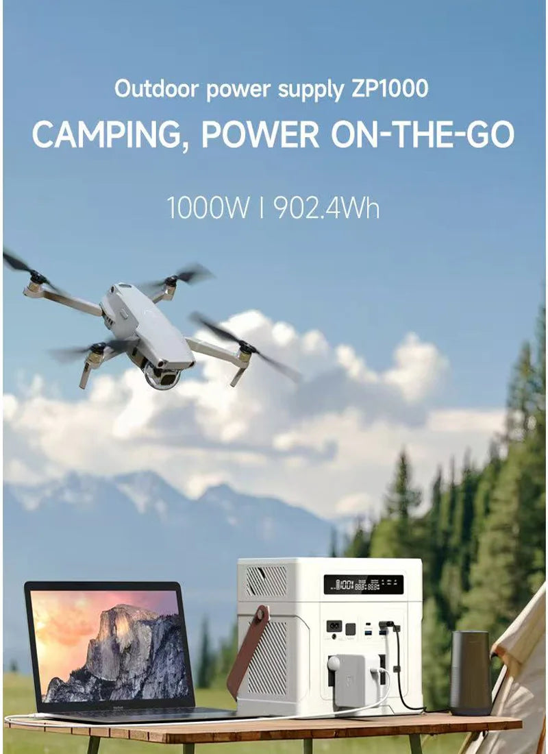 LiFePO4 Portable Power Station 1000W 902WH Mobile Power Supply Solar Generator 500W 300W 100W Battery Power Storage For Camping