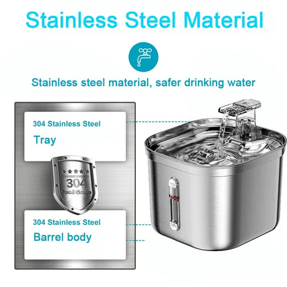 Stainless Steel Automatic Pet Water Dispenser Cat Drinking Fountain With Sensor Filter Cats Dog Ultra Quiet Pump Water Foutain