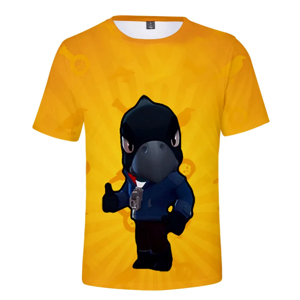Kids' Game Character Graphic T-Shirt | Short Sleeves & Crew Neck | Casual Wear & Streetwear