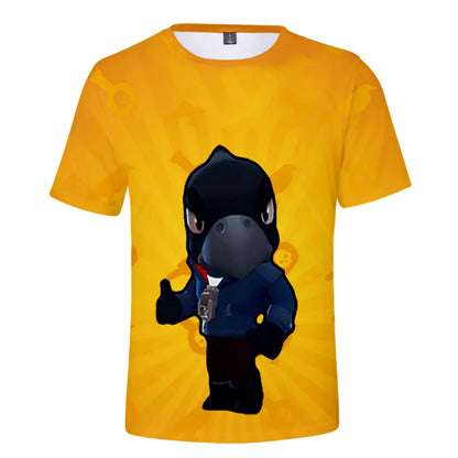 Kids' Game Character Graphic T-Shirt | Short Sleeves & Crew Neck | Casual Wear & Streetwear