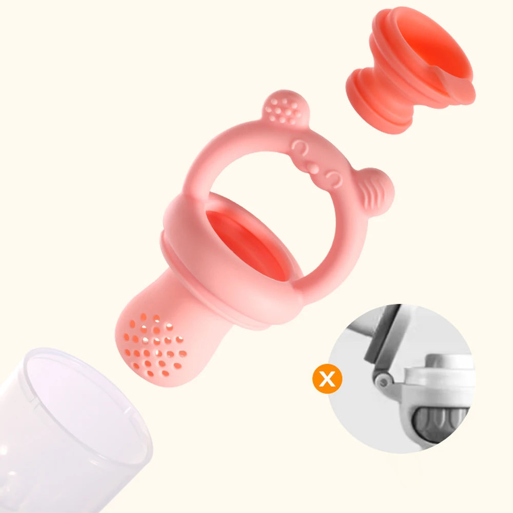 BPA Free 2 In 1 Baby Food Feeder and Silicone Baby Popsicle Mold Set Bear Fruit Teething Feeder Freezer Baby Food Storage Ice Lolly Mold for Infant Teething Supplementary Food Making