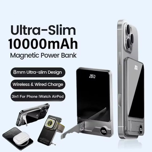 Ultra-thin Magnetic Power Bank Wireless Fast Charging Portable Battery for Apple Watch iPhone Samsung for Magsafe Powerbank