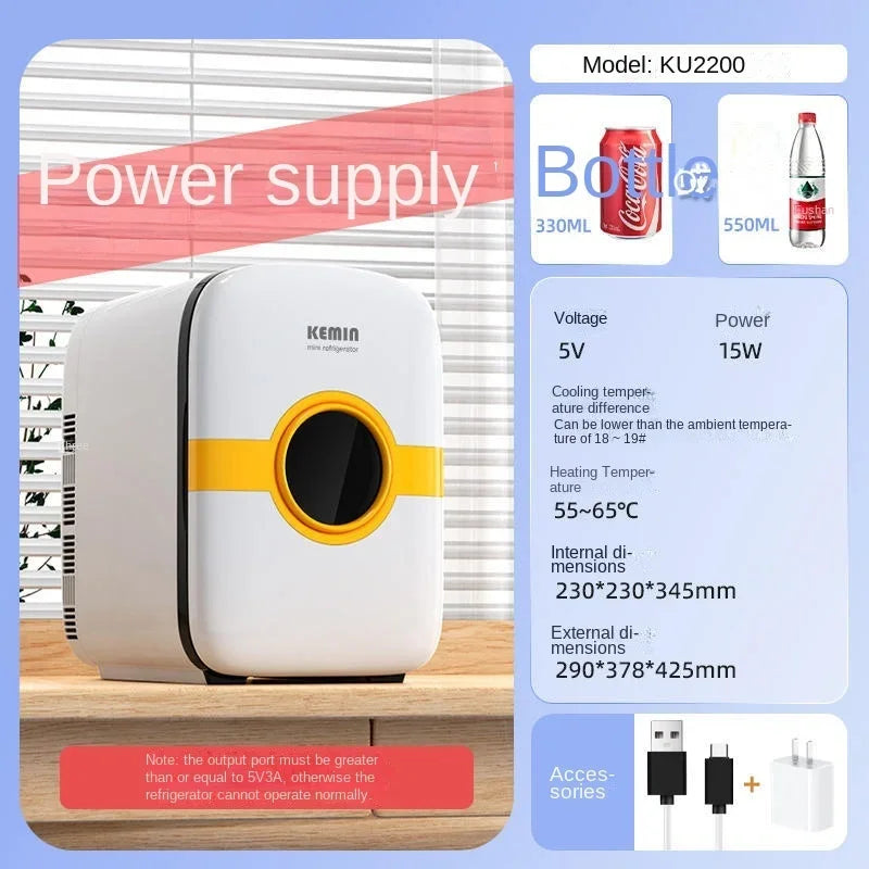 Mini refrigerator for storing facial masks, facial creams and cosmetics. Beauty refrigeration for skin care cosmetics.