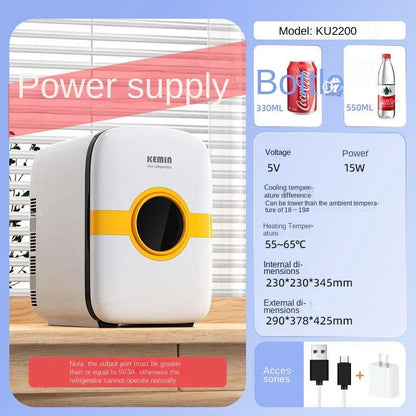 Mini refrigerator for storing facial masks, facial creams and cosmetics. Beauty refrigeration for skin care cosmetics.