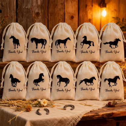 5Pcs Horse Party Favor Bags Farm or Equestrian Themed Goodie Bags Birthday Party Decoration Favor NewBorn Baby Shower Kids Gift