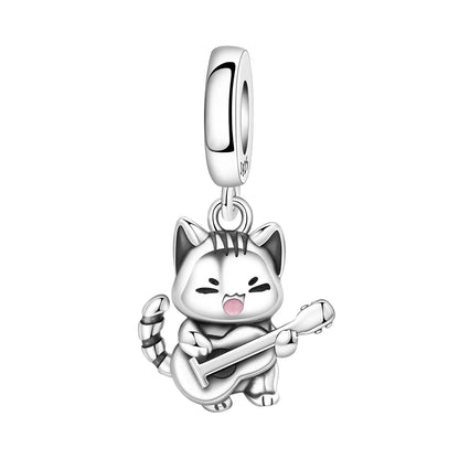 Hot Sale 925 Sterling Silver Dog Cat Cute Pet Animals Pendant Birthday Party Gift for Women Bangle Bracelet Necklace DIY Jewelry