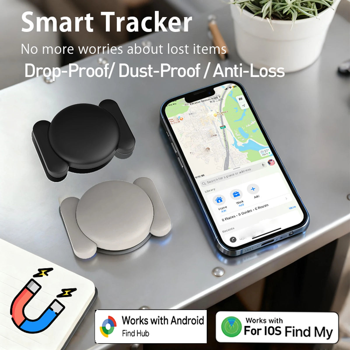 1/4-pack For Apple Find My/Google Find Hub Tracker Strong Magnetic Waterproof Anti-lost Finder Device For IOS/Google Smart Tag