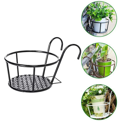 Balcony Iron Hanging Flower Rack Railing Plant Pot Holder Indoor Succulent Pothos Storage Display Stand Home Garden Decor