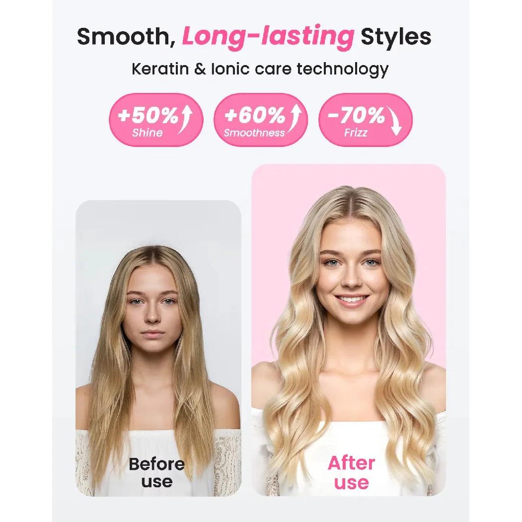 Dual Voltage Ionic Thermal Brush For Curling And Straightening 6 Temperature Settings & LED Digital Display Hot Air Styler