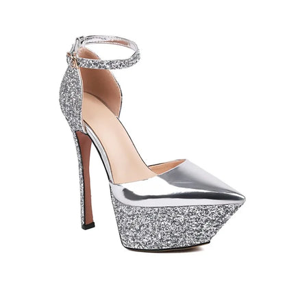 Brand Design Shiny Gold Women's Sandals New Sexy 15cm High Heels