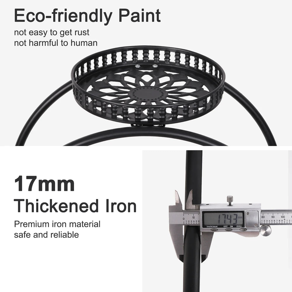 Heavy Duty Metal Plant Stand with Lockable Wheels Garden Cart Flower Pots Holder for Indoor Outdoor Use