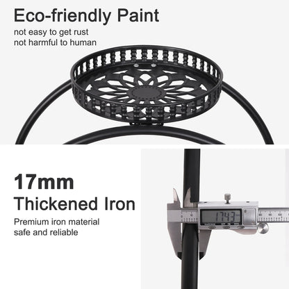 Heavy Duty Metal Plant Stand with Lockable Wheels Garden Cart Flower Pots Holder for Indoor Outdoor Use