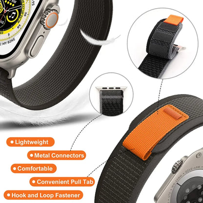Nylon Trail Loop Strap for Apple Watch Bands 49mm 45 44 42 46 41 40 38mm Bracelet for iWatch Series 11 10 9 8 7 6 5 SE Ultra 3 2