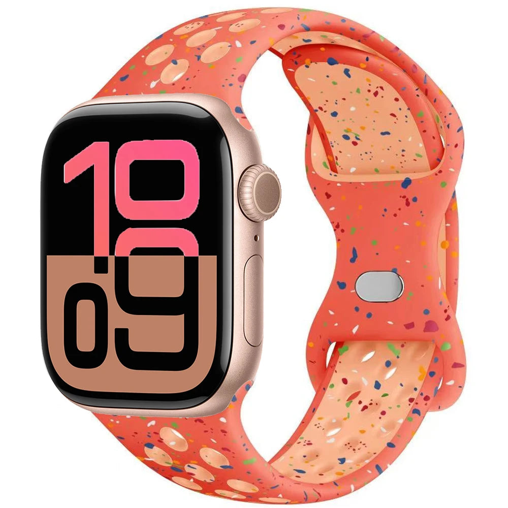 Silicone Strap For Apple Watch 11 10 9 8 7 46mm 45mm 42mm 41mm Ultra 3/2 49mm Breathable Bracelet Wristband iWatch 6 5 4 SE 44mm