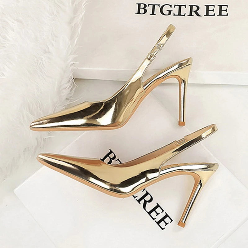 BIGTREE 2026 New Design Fashion Patent Leather  Pointed Toe Hollow Pumps Woman Thin Heels Ladies Party Shoes Zapatillas De Mujer