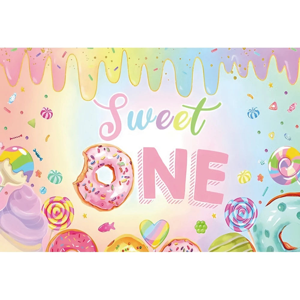 Candy Bar Baby Shower Birthday Backdrop Ice Cream Car Donuts Lollipop Party Photo Background Cake Table Decor Photography Props